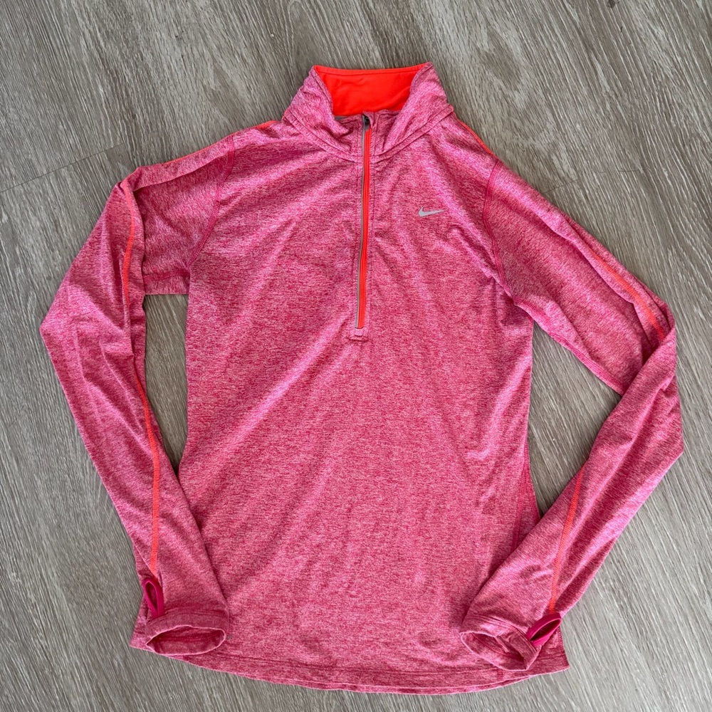 Nike running pink 1/2 zip mock neck shirt sz S